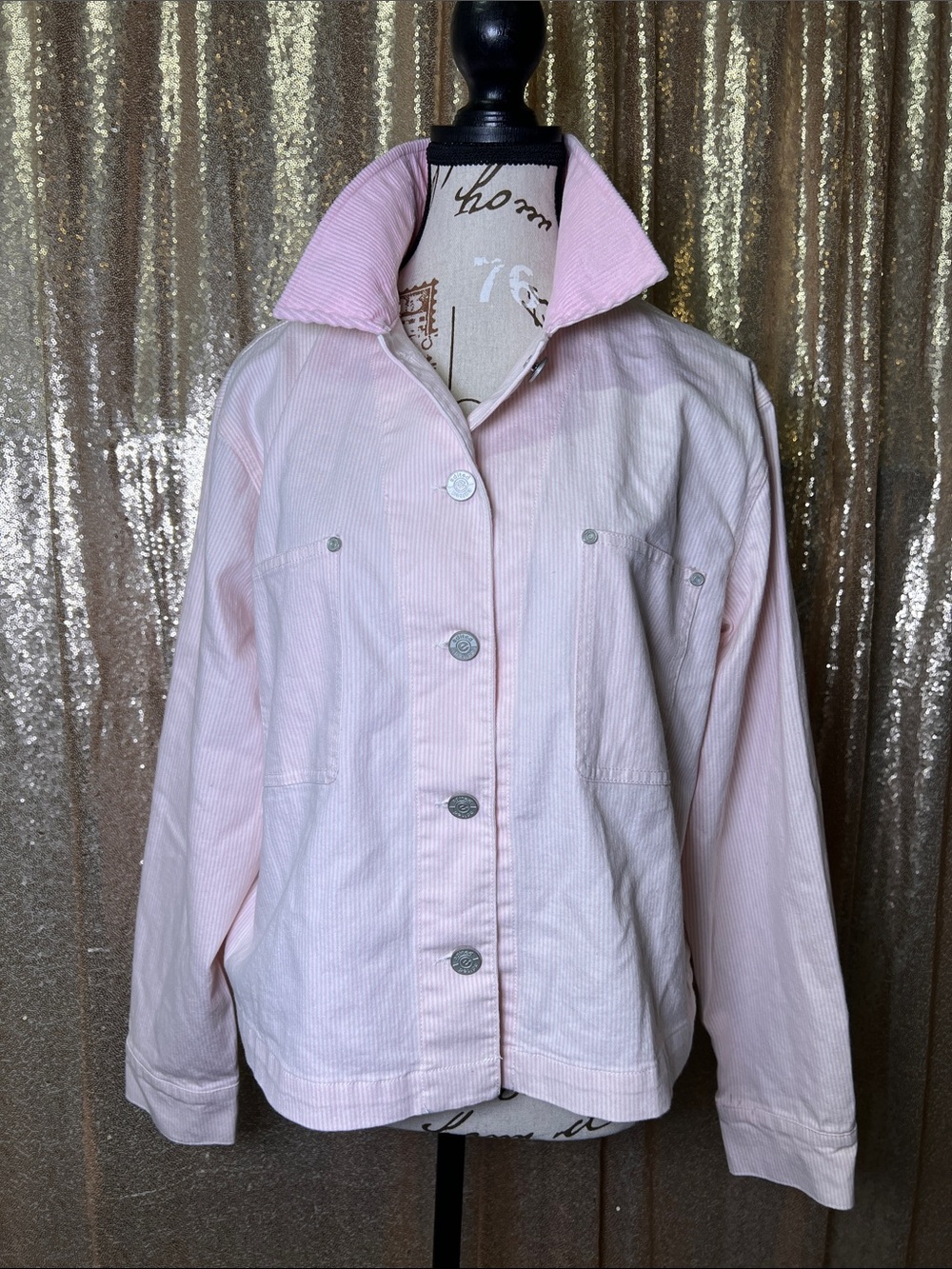 Light Pink Women's Corduroy Button Jacket